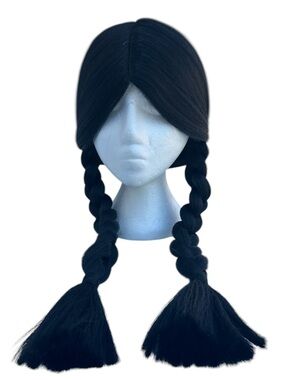 Adult Lolita Long Black Braided Gothic Wig  Cosplay Costume Wednesday